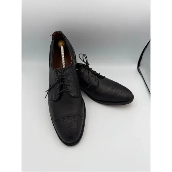 Allen Edmonds Mens Black Leather Sanford Cap-Toe Oxford Dress Shoe